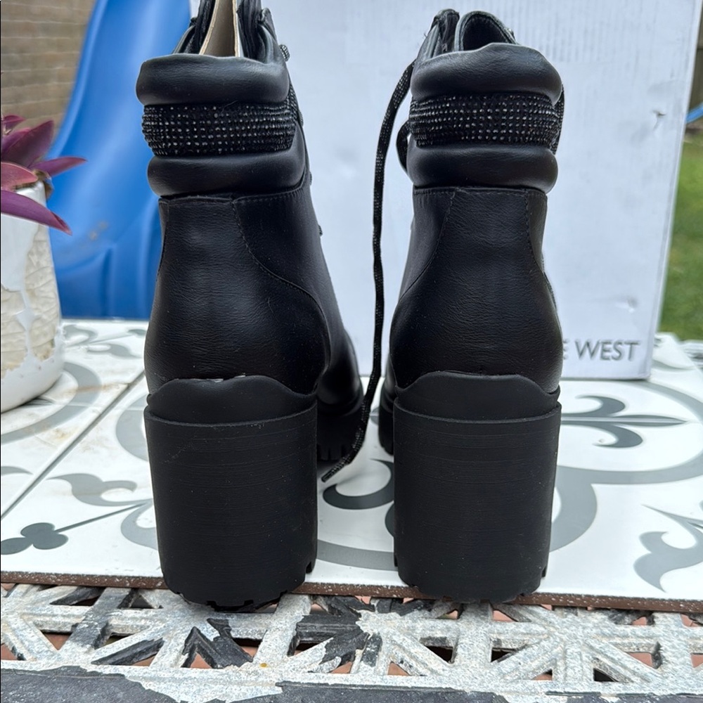 Nine West Quona Black Lace Up Boots size 8 - Picture 7 of 9